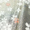 小紋 良品 しつけ糸付き 正絹 花柄 袷仕立て 身丈157.5cm 裄丈65cm 箔 金彩 着物 グレー_画像9