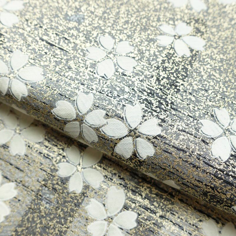 小紋 良品 しつけ糸付き 正絹 花柄 袷仕立て 身丈157.5cm 裄丈65cm 箔 金彩 着物 グレー_画像20