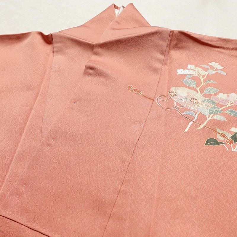 訪問着 美品 しつけ糸付き 一つ紋付き 正絹 古典柄 袷仕立て 身丈160cm 裄丈65.5cm 箔 金彩 フォーマル 着物 入学式 卒業式 結婚式 ピンク_画像18