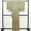 小紋 絞り 綸子 正絹 雲柄 袷仕立て 身丈168.5cm 裄丈64.5cm 麻の葉 着物 緑・うぐいす色_画像2
