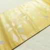 名古屋帯 六通柄 正絹 木の葉・植物柄 名古屋仕立て 箔 帯 黄・黄土色_画像10