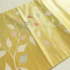名古屋帯 六通柄 正絹 木の葉・植物柄 名古屋仕立て 箔 帯 黄・黄土色_画像12