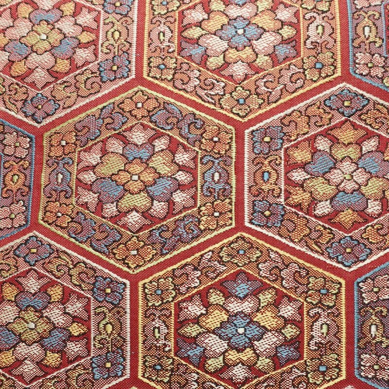 名古屋帯 六通柄 正絹 幾何学柄・抽象柄 名古屋仕立て 赤・朱_画像2