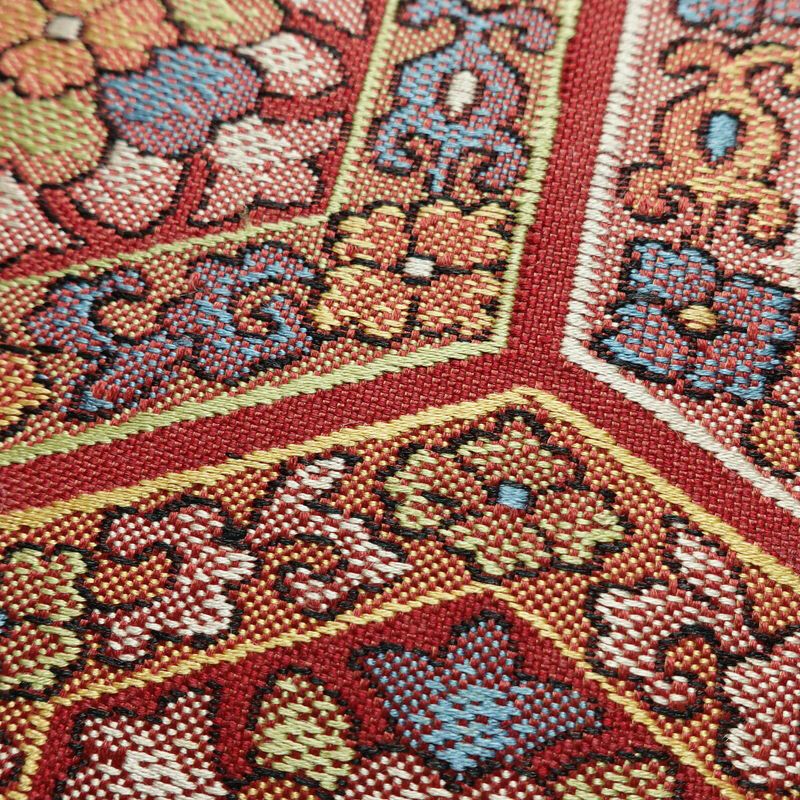 名古屋帯 六通柄 正絹 幾何学柄・抽象柄 名古屋仕立て 赤・朱_画像3