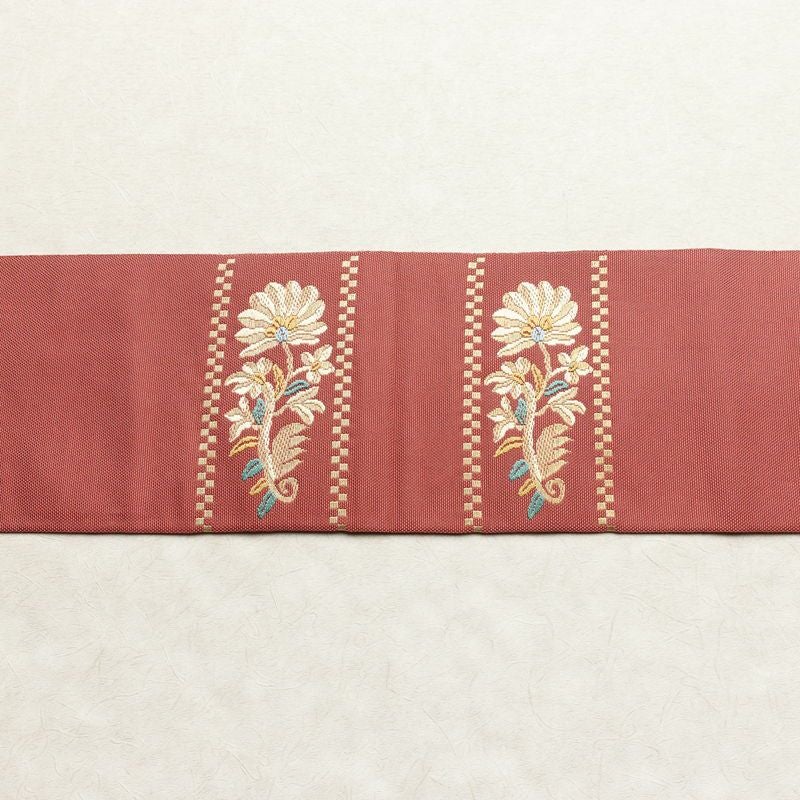 名古屋帯 太鼓柄 正絹 花柄 名古屋仕立て くすみピンク 帯 ピンク_画像12