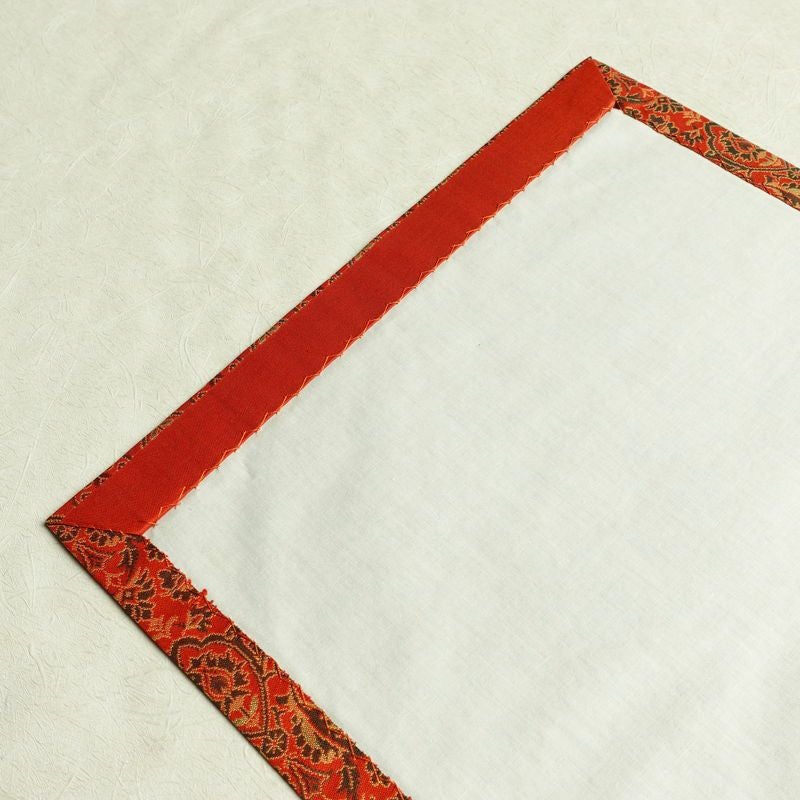 名古屋帯 全通柄 正絹 幾何学柄・抽象柄 通し仕立て 帯 橙_画像9