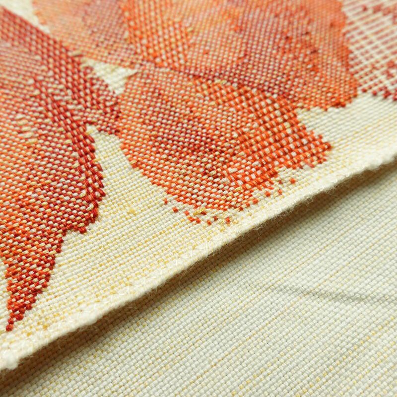 名古屋帯 六通柄 良品 正絹 花柄 通し仕立て 帯 紬地 クリーム_画像12