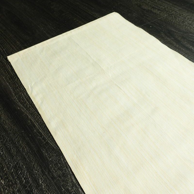 名古屋帯 六通柄 良品 正絹 花柄 通し仕立て 帯 紬地 クリーム_画像17