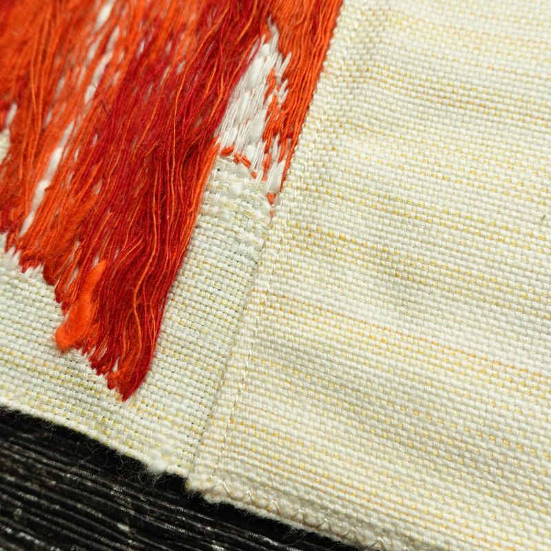 名古屋帯 六通柄 良品 正絹 花柄 通し仕立て 帯 紬地 クリーム_画像19