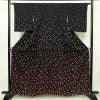 小紋 付下小紋 良品 しつけ糸付き 正絹 花柄 袷仕立て 身丈161cm 裄丈63cm 着物 黒_画像1
