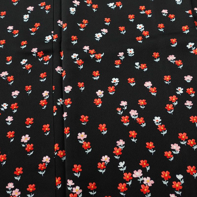 小紋 付下小紋 良品 しつけ糸付き 正絹 花柄 袷仕立て 身丈161cm 裄丈63cm 着物 黒_画像6