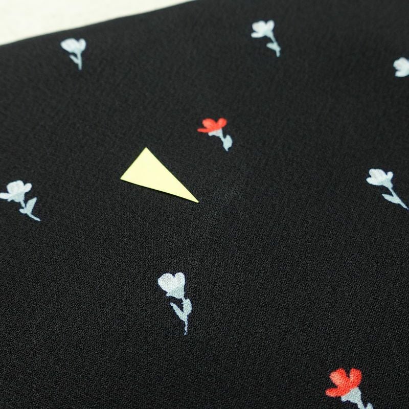 小紋 付下小紋 良品 しつけ糸付き 正絹 花柄 袷仕立て 身丈161cm 裄丈63cm 着物 黒_画像17