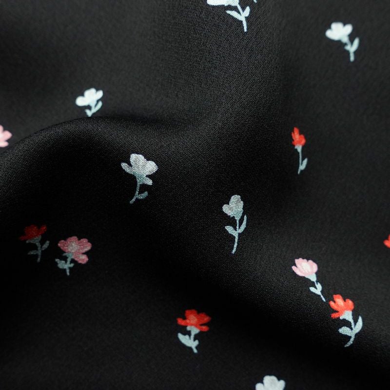 小紋 付下小紋 良品 しつけ糸付き 正絹 花柄 袷仕立て 身丈161cm 裄丈63cm 着物 黒_画像21