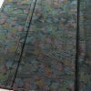 紬 しつけ糸付き 正絹 風景柄 袷仕立て 身丈152.5cm 裄丈64cm 着物 緑・うぐいす色_画像4