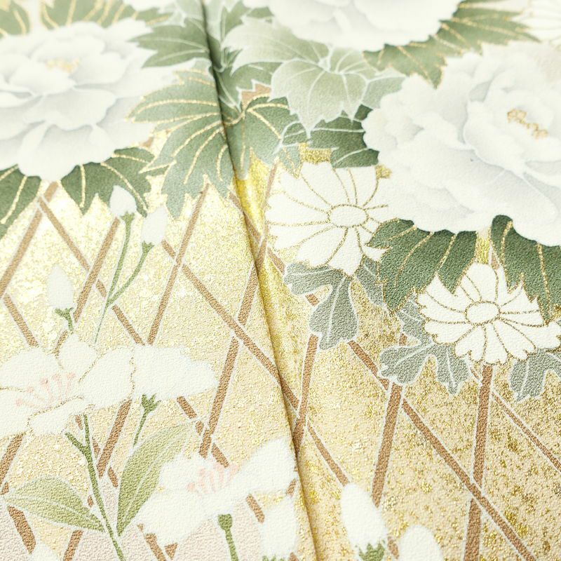 訪問着 しつけ糸付き 一つ紋付き 正絹 花柄 袷仕立て 身丈168.5cm 裄丈66.5cm 箔 フォーマル 着物 入学式 卒業式 結婚式 ピンク_画像8