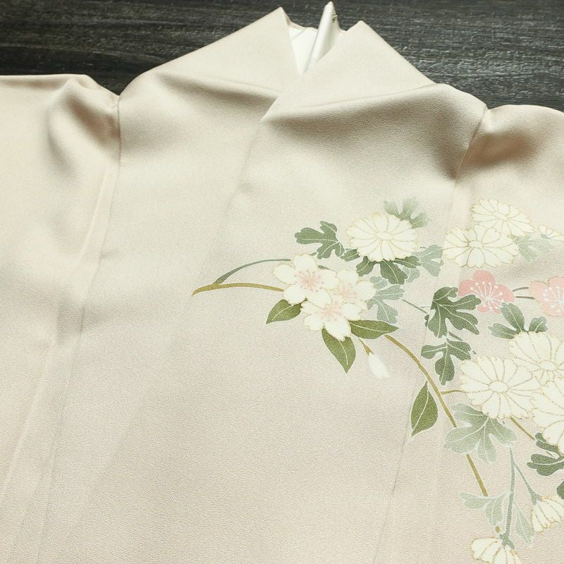 訪問着 しつけ糸付き 一つ紋付き 正絹 花柄 袷仕立て 身丈168.5cm 裄丈66.5cm 箔 フォーマル 着物 入学式 卒業式 結婚式 ピンク_画像19