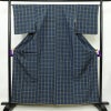紬 良品 正絹 チェック・格子柄 袷仕立て 身丈159cm 裄丈66cm 着物 青・紺_画像1