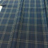 紬 良品 正絹 チェック・格子柄 袷仕立て 身丈159cm 裄丈66cm 着物 青・紺_画像5