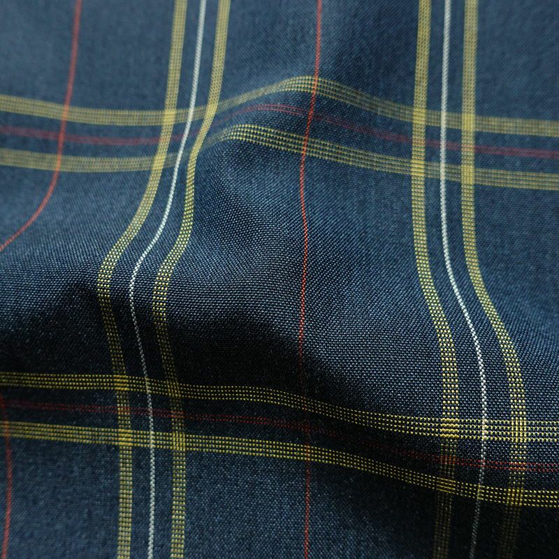 紬 良品 正絹 チェック・格子柄 袷仕立て 身丈159cm 裄丈66cm 着物 青・紺_画像20