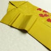 名古屋帯 太鼓柄 良品 正絹 木の葉・植物柄 名古屋仕立て 箔 金彩 イチョウ 帯 黄・黄土色_画像21