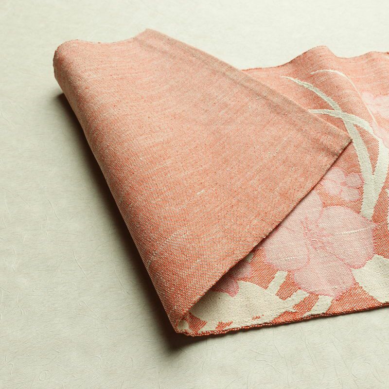 名古屋帯 六通柄 正絹 花柄 名古屋仕立て 帯 紬地 サーモンピンク ピンク_画像9