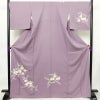 付け下げ 良品 しつけ糸付き 正絹 花柄 袷仕立て 身丈169cm 裄丈70.5cm 箔 フォーマル 着物 入学式 卒業式 結婚式 紫・藤色_画像1