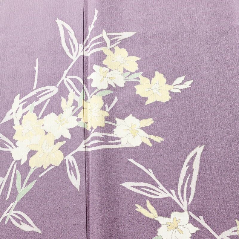 付け下げ 良品 しつけ糸付き 正絹 花柄 袷仕立て 身丈169cm 裄丈70.5cm 箔 フォーマル 着物 入学式 卒業式 結婚式 紫・藤色_画像6