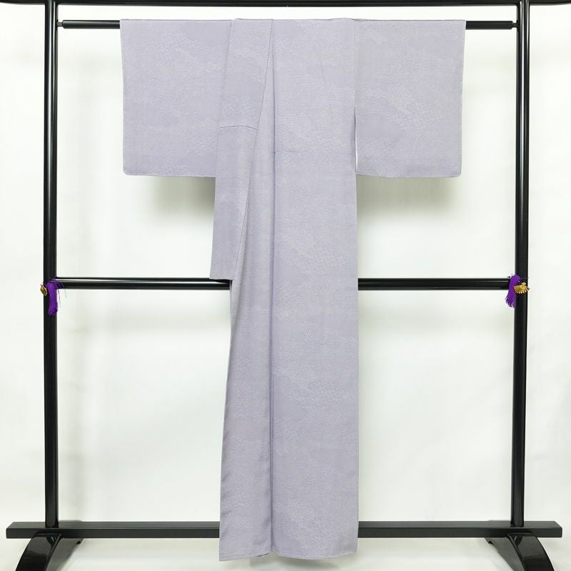 小紋 良品 しつけ糸付き 江戸小紋 正絹 古典柄 袷仕立て 身丈157.5cm 裄丈65.5cm 着物 紫・藤色_画像2