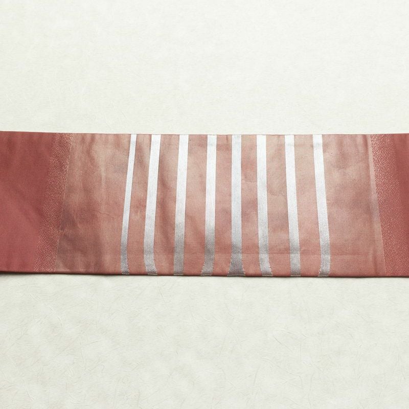 名古屋帯 太鼓柄 良品 正絹 幾何学柄・抽象柄 名古屋仕立て 箔 帯 ピンク_画像13