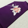 名古屋帯 太鼓柄 正絹 花柄 名古屋仕立て 箔 帯 紫・藤色_画像12