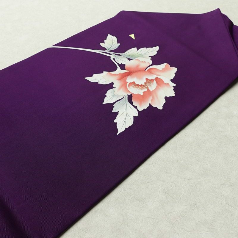 名古屋帯 太鼓柄 正絹 花柄 名古屋仕立て 箔 帯 紫・藤色_画像12