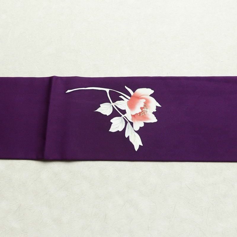 名古屋帯 太鼓柄 正絹 花柄 名古屋仕立て 箔 帯 紫・藤色_画像15
