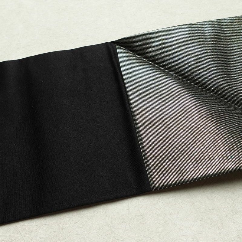 名古屋帯 太鼓柄 良品 正絹 木の葉・植物柄 名古屋仕立て 箔 刺繍 金・銀_画像15