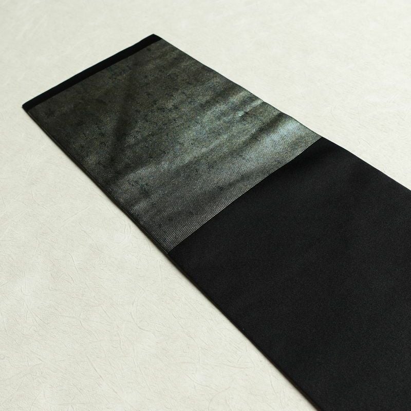 名古屋帯 太鼓柄 良品 正絹 木の葉・植物柄 名古屋仕立て 箔 刺繍 金・銀_画像16