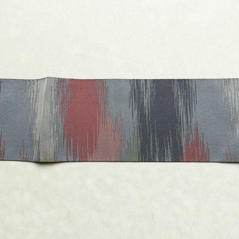 名古屋帯 六通柄 良品 正絹 幾何学柄・抽象柄 名古屋仕立て 帯 青・紺_画像14