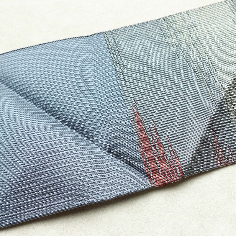 名古屋帯 六通柄 良品 正絹 幾何学柄・抽象柄 名古屋仕立て 帯 青・紺_画像15