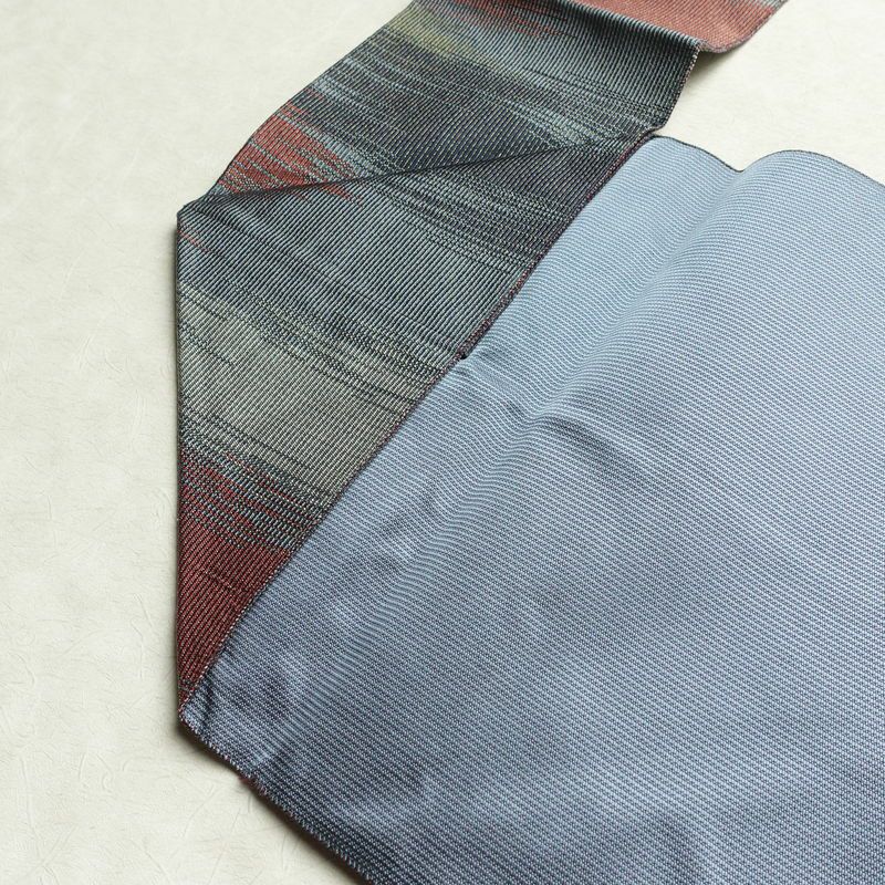 名古屋帯 六通柄 良品 正絹 幾何学柄・抽象柄 名古屋仕立て 帯 青・紺_画像19