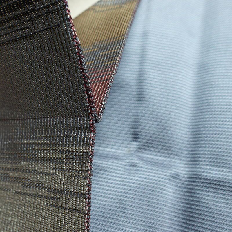 名古屋帯 六通柄 良品 正絹 幾何学柄・抽象柄 名古屋仕立て 帯 青・紺_画像20