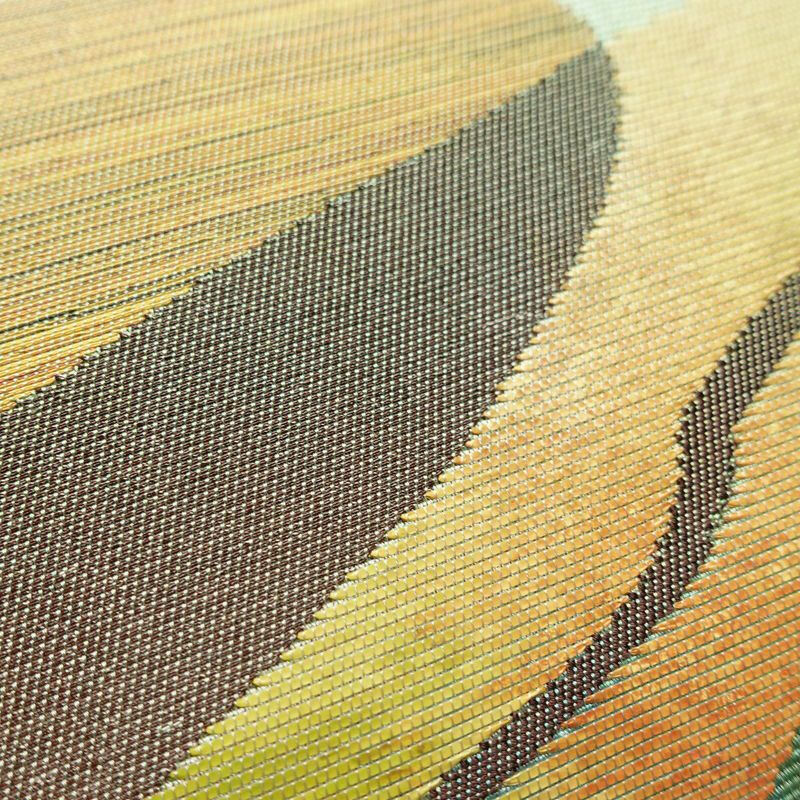 名古屋帯 太鼓柄 正絹 幾何学柄・抽象柄 通し仕立て 帯 緑・うぐいす色_画像5