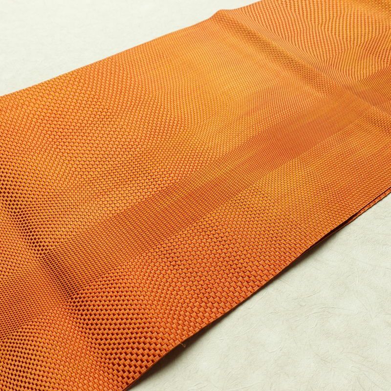 名古屋帯 全通柄 美品 正絹 その他の柄 松葉仕立て 帯 橙_画像11