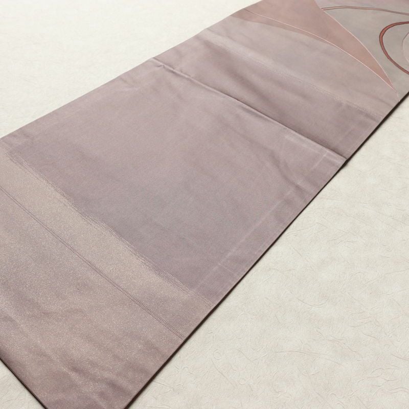 名古屋帯 太鼓柄 正絹 幾何学柄・抽象柄 名古屋仕立て 箔 刺繍 帯 紫・藤色_画像8