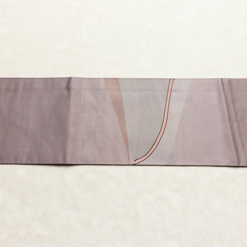 名古屋帯 太鼓柄 正絹 幾何学柄・抽象柄 名古屋仕立て 箔 刺繍 帯 紫・藤色_画像14