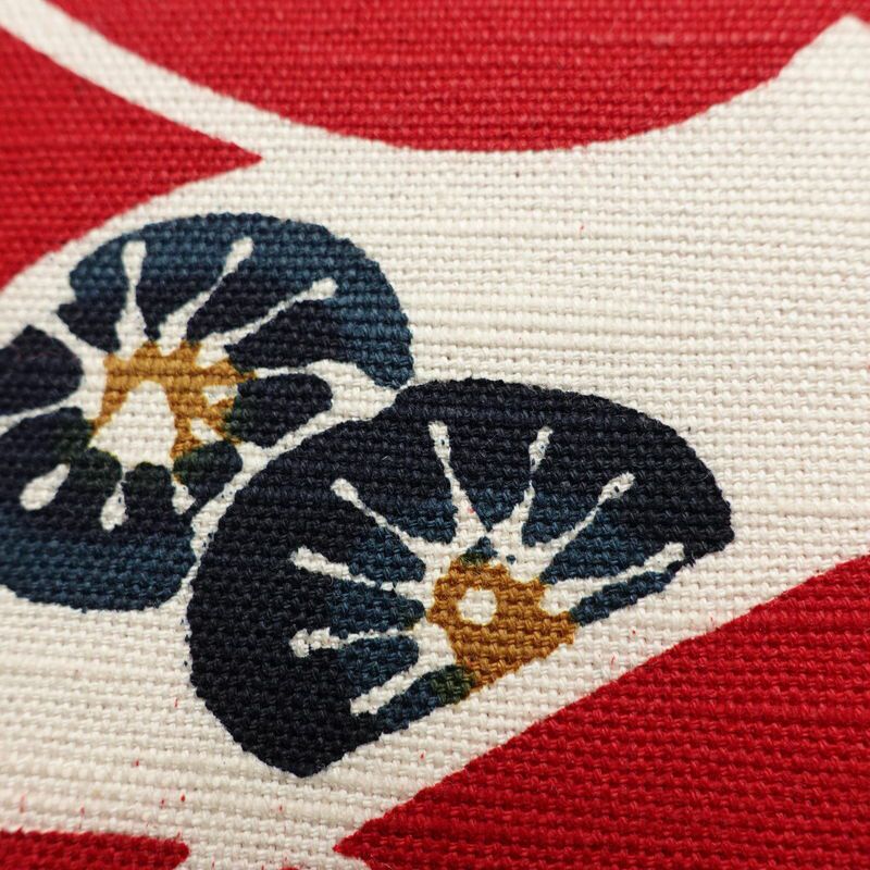 名古屋帯 全通柄 正絹 古典柄 松葉仕立て 帯 赤・朱_画像4