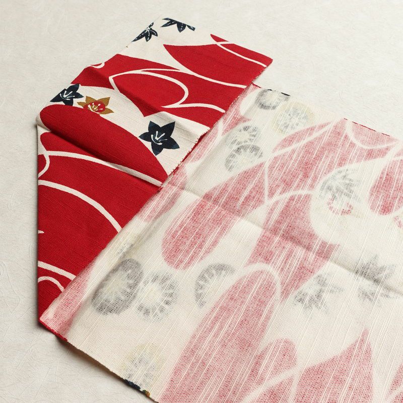 名古屋帯 全通柄 正絹 古典柄 松葉仕立て 帯 赤・朱_画像16