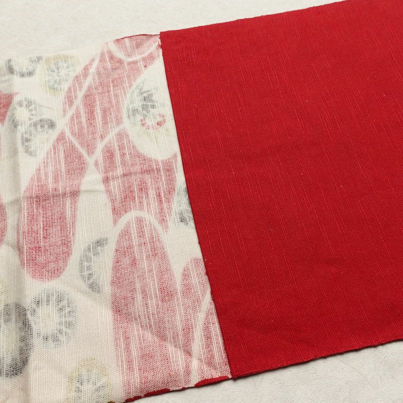 名古屋帯 全通柄 正絹 古典柄 松葉仕立て 帯 赤・朱_画像18