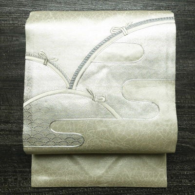 名古屋帯 太鼓柄 正絹 古典柄 名古屋仕立て 箔 銀糸 帯 金・銀