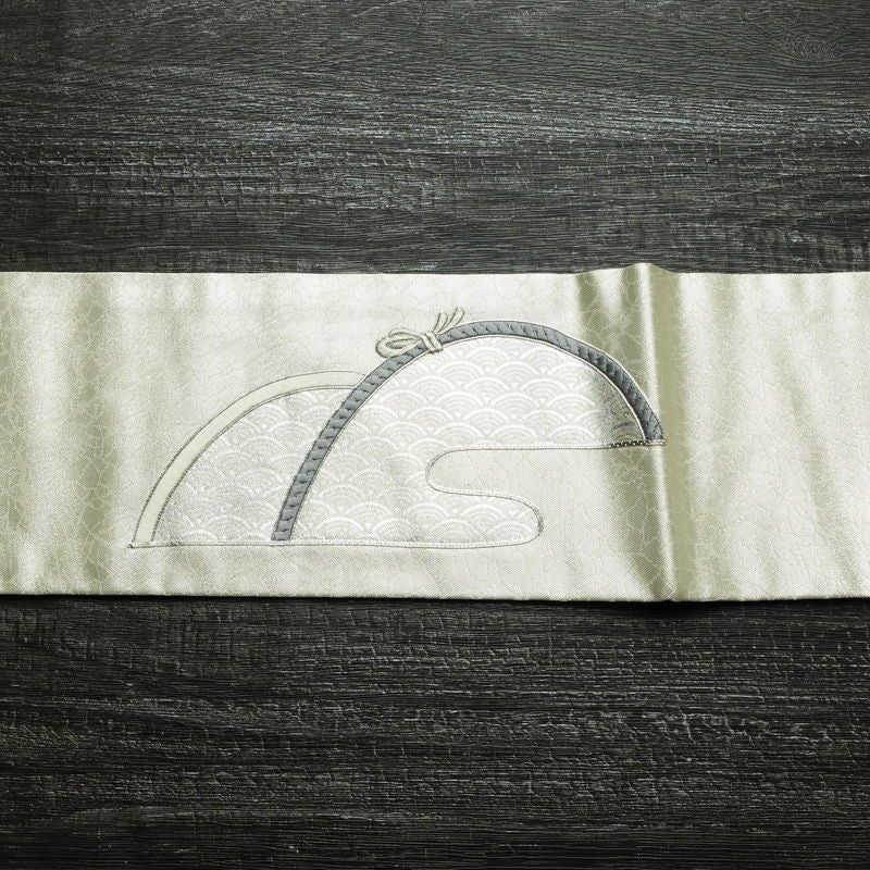 名古屋帯 太鼓柄 正絹 古典柄 名古屋仕立て 箔 銀糸 帯 金・銀_画像12