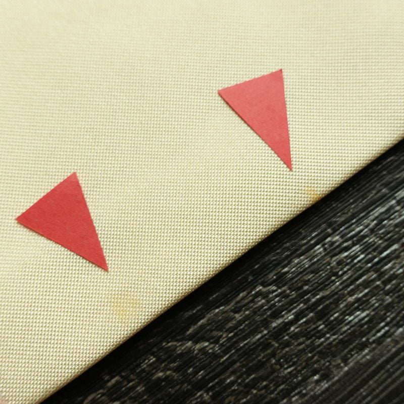 名古屋帯 太鼓柄 正絹 幾何学柄・抽象柄 名古屋仕立て 箔 帯 クリーム_画像8