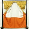 紬 アンサンブル セット品 正絹 チェック・格子柄 袷仕立て 身丈163cm 裄丈67cm 着物 黄・黄土色_画像2