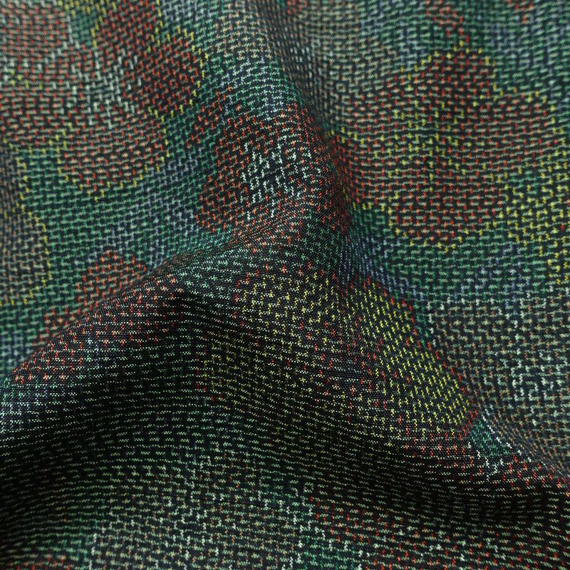 紬 良品 しつけ糸付き 正絹 花柄 袷仕立て 身丈155cm 裄丈63.5cm 着物 緑・うぐいす色_画像21